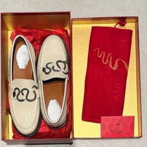 Rene Caovilla MORGANA BLACK PATENT LOAFER WITH CRYSTALS 20 size 7